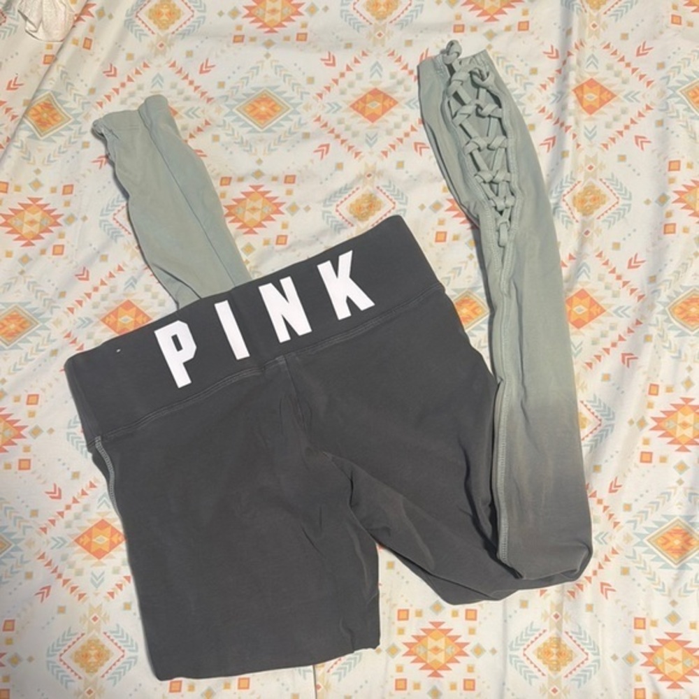 VS PINK || Green Ombré Strappy Leggings (S)